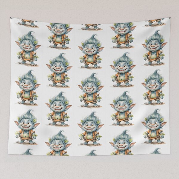 Item preview, Happy smiling troll made himself nice by leaves designed and sold by KateCrafts.