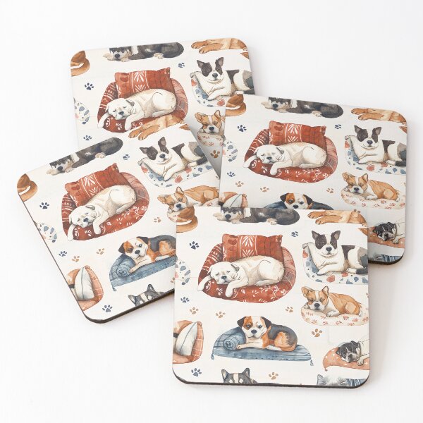 Item preview, Seamless watercolor pattern of dogs napping in cozy beds designed and sold by DMay-art.