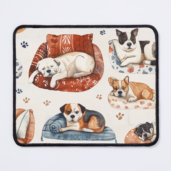 Item preview, Seamless watercolor pattern of dogs napping in cozy beds designed and sold by DMay-art.