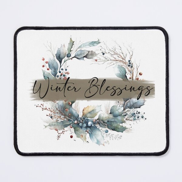Item preview, Winter Blessings - watercolour winter wreath designed and sold by Chestnut Falls Studio.