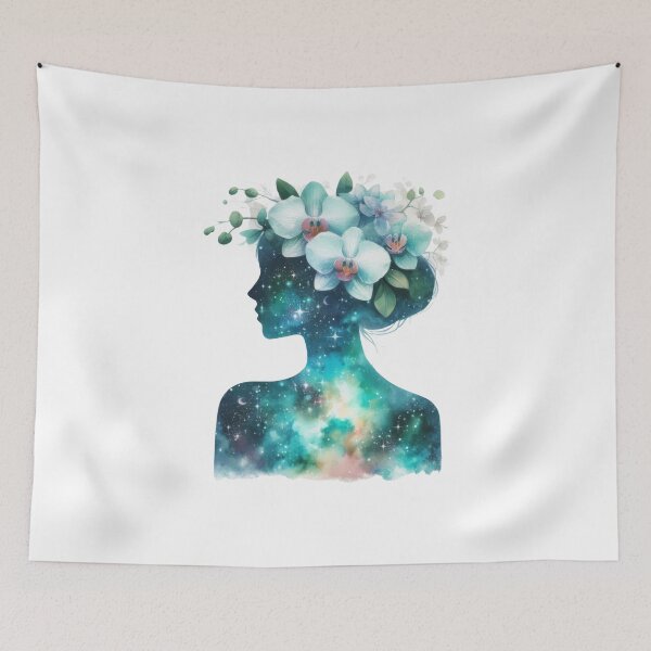Item preview, Flowers and galaxy girl 13 designed and sold by PapayaGen.