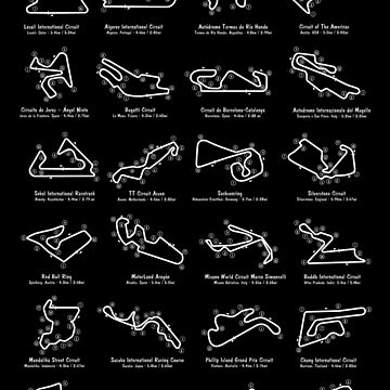 Artwork thumbnail, MotoGP Race Tracks Vertical (White Stencil-No Background) by BGALAXY