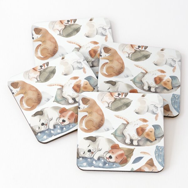 Item preview, Seamless watercolor pattern of dogs napping in cozy beds designed and sold by DMay-art.
