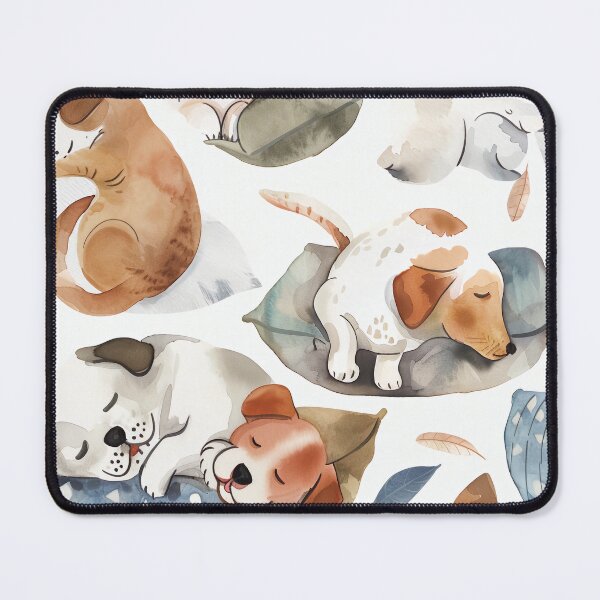 Item preview, Seamless watercolor pattern of dogs napping in cozy beds designed and sold by DMay-art.