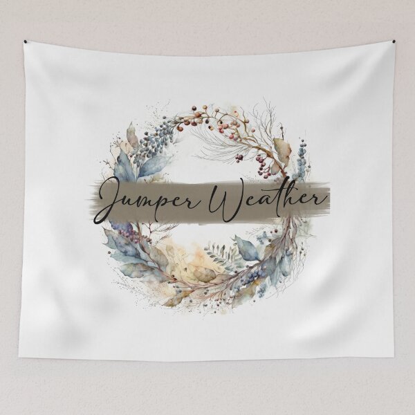 Item preview, Jumper Weather - watercolour winter wreath designed and sold by Chestnut Falls Studio.