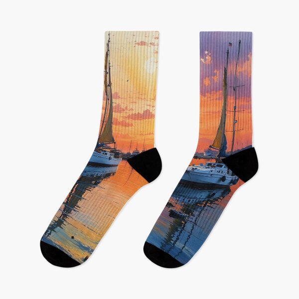 Item preview, Tranquil Twilight Harbor: Embracing Golden Dusk designed and sold by PanoramaPrints.