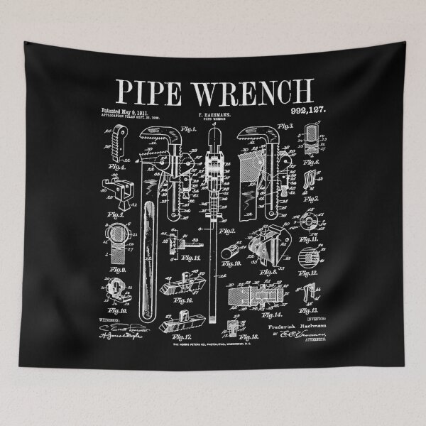 Item preview, Plumber Plumbing Pipe Wrench Tool Vintage Patent Print designed and sold by GrandeDuc.