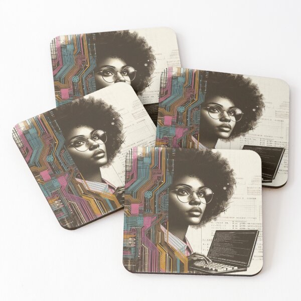 Item preview, a mixed media portrait of a female african american computer designed and sold by MatthEwCasleE.