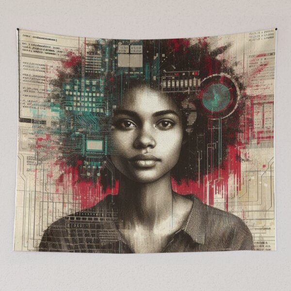 Item preview, a mixed media portrait of a female american computer designed and sold by MatthEwCasleE.