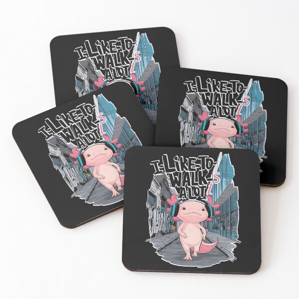 Item preview, I LIKE TO WALK S A LOT L - WALKING AXOLOTL IN HEADPHONES IN THE CITY designed and sold by justyna-s28.