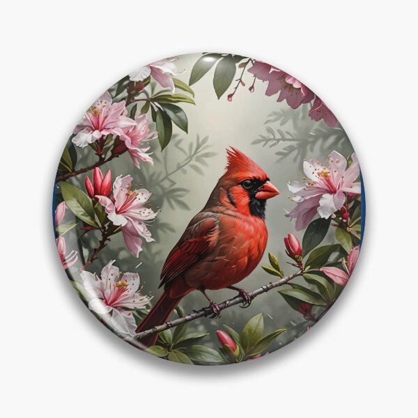 Item preview, Northern Cardinal Bird Surrounded By Rhododendron Flowers designed and sold by taiche.
