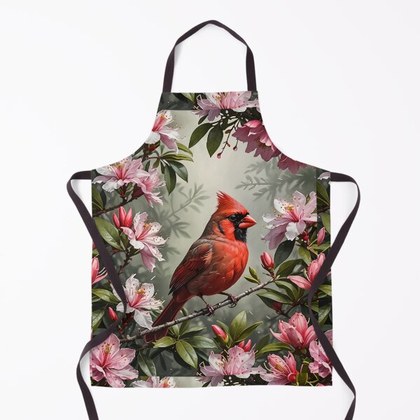 Item preview, Northern Cardinal Bird Surrounded By Rhododendron Flowers designed and sold by taiche.
