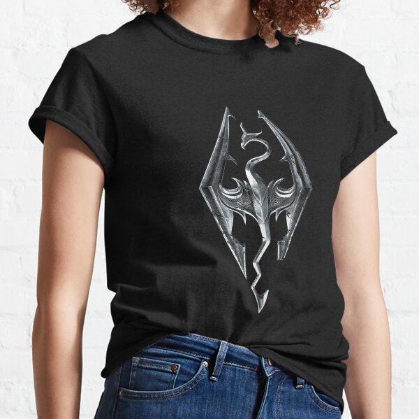 Skyrim Logo - Iron Embossed in Granite Classic T-Shirt