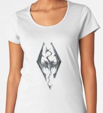 Skyrim Logo - Iron Embossed in Granite Women's Premium T-Shirt