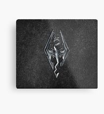 Skyrim Logo - Iron Embossed in Granite Metal Print