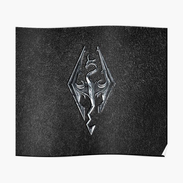 Skyrim Logo - Iron Embossed in Granite Poster