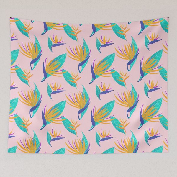 Item preview, Bird of paradise - turquoise, pink and yellow designed and sold by Home Cyn Home.