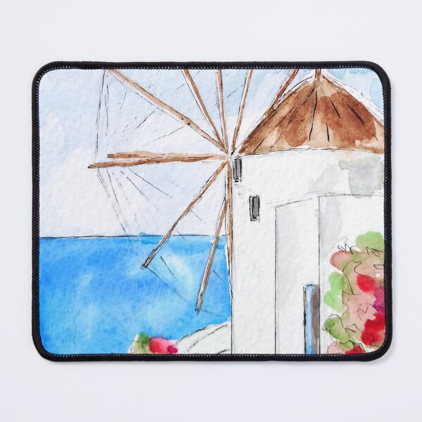 Item preview, Greek windmill ink and watercolor  designed and sold by ColorandColor.