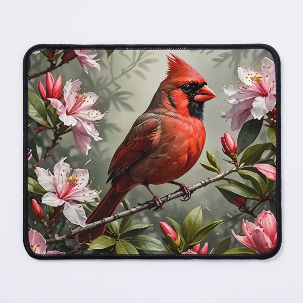 Item preview, Northern Cardinal Bird Surrounded By Rhododendron Flowers designed and sold by taiche.
