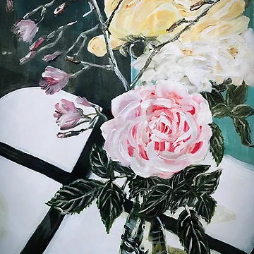 Artwork thumbnail, A VASE AND ROSES by HSINLIN