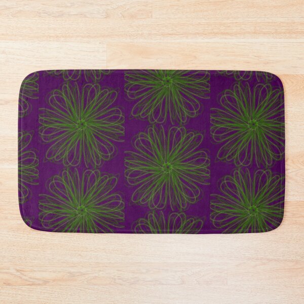 Item preview, Green abstract flower on purple background  designed and sold by Stefrait-7.