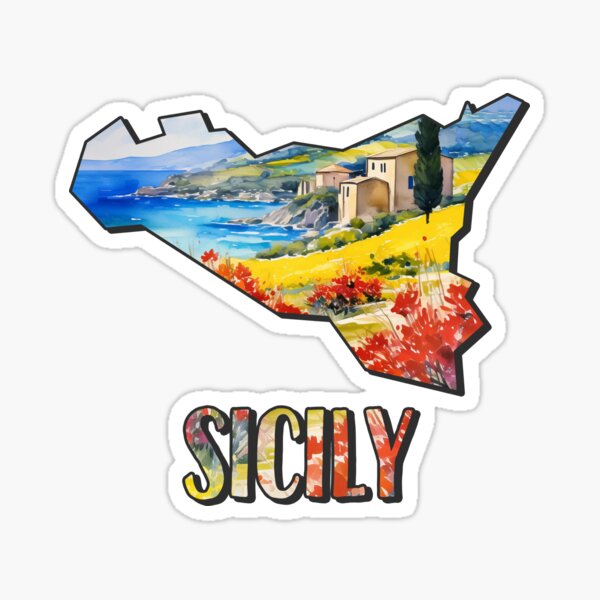 Item preview, Sicily watercolor map designed and sold by Motivburg.