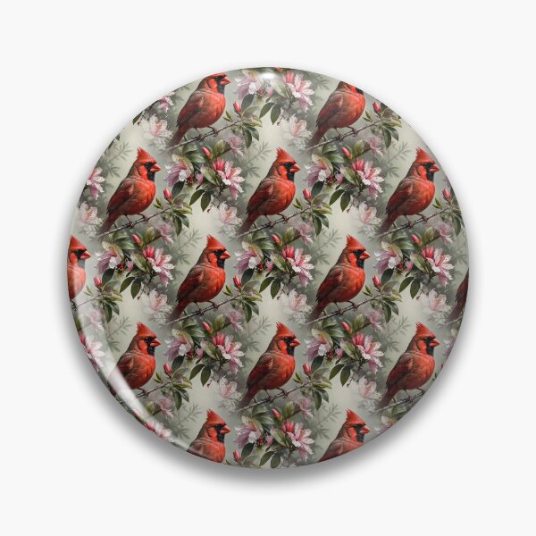 Item preview, Northern Cardinal Bird Surrounded By Rhododendron Flowers Pattern designed and sold by taiche.
