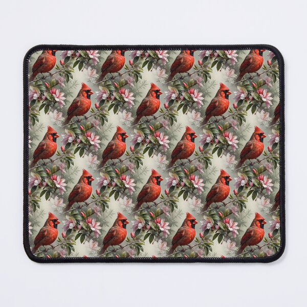 Item preview, Northern Cardinal Bird Surrounded By Rhododendron Flowers Pattern designed and sold by taiche.