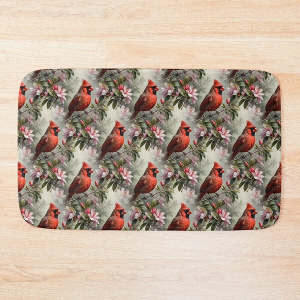 Item preview, Northern Cardinal Bird Surrounded By Rhododendron Flowers Pattern designed and sold by taiche.