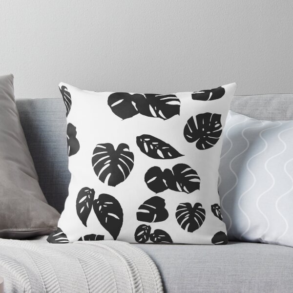 Item preview, Monstera Deliciosa and Obliqua Pattern Black and White (dark dark grey and white) designed and sold by JakesJungle.