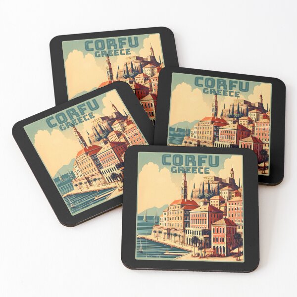 Item preview, Vintage retro Corfu Greece Landmarks Skyline. designed and sold by Unitepeople.