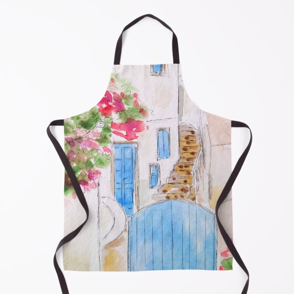 Item preview, Greece Island street corner ink and watercolor  designed and sold by SelenePaintings .