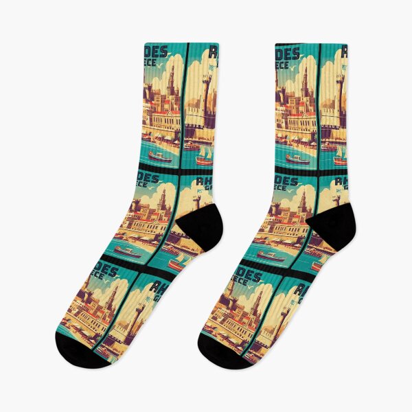 Item preview, Vintage retro Rhodes Greece Landmarks Skyline. designed and sold by Unitepeople.
