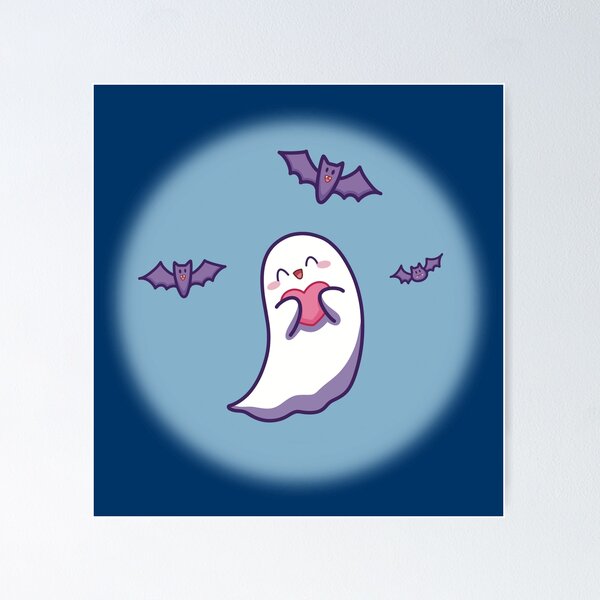 Item preview, Bashful Ghost (blue background) designed and sold by Faeluna-Art.
