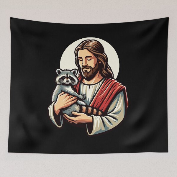 Item preview, Jesus Holding A Raccoon Trash Eater Christian designed and sold by Dressed For  Duty.