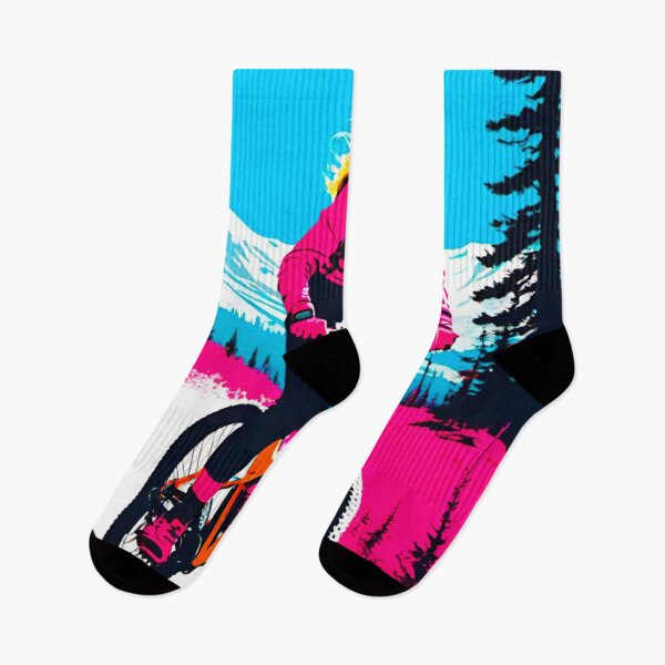 Item preview, Female MTB Rider High in the Frozen Mountains designed and sold by GrizzlyCollective.