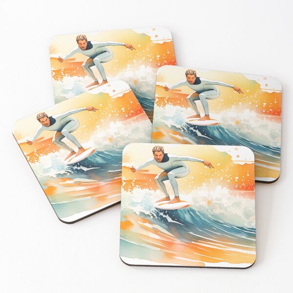 Item preview, Surfer carves through a towering wave at sunset, embodying the thrill of the sport designed and sold by homydesign.