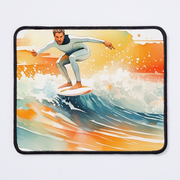 Item preview, Surfer carves through a towering wave at sunset, embodying the thrill of the sport designed and sold by homydesign.