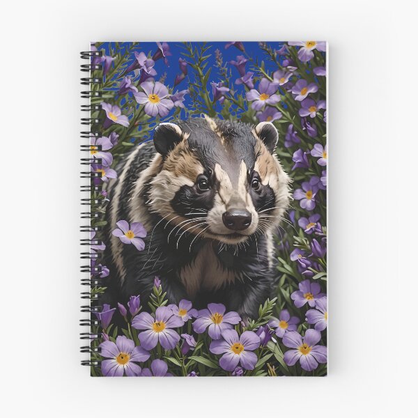 Item preview, A Badger Surrounded By Violet Viola sororia Flowers designed and sold by taiche.