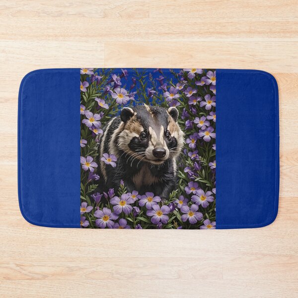 Item preview, A Badger Surrounded By Violet Viola sororia Flowers designed and sold by taiche.