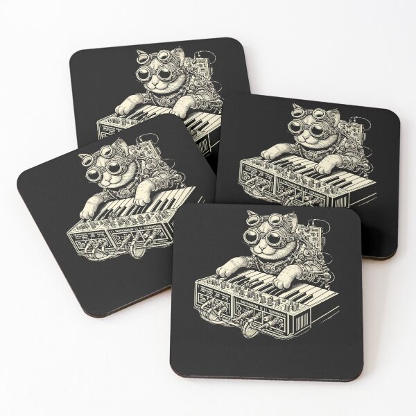 Item preview, Steampunk Cat Playing Synthesizer Synth Kitten Techno Music designed and sold by Dressed For  Duty.