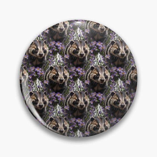 Item preview, A Badger Surrounded By Violet Viola sororia Flowers Pattern designed and sold by taiche.