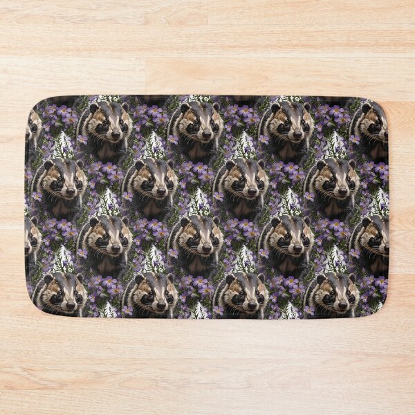 Item preview, A Badger Surrounded By Violet Viola sororia Flowers Pattern designed and sold by taiche.