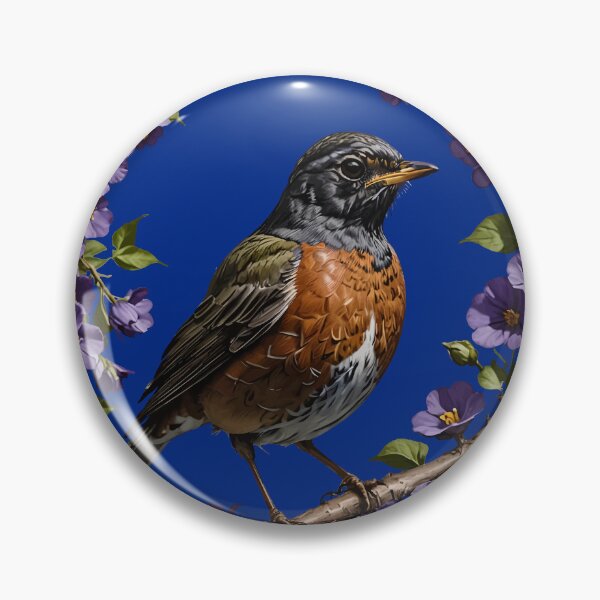 Item preview, Turdus migratorius Bird Surrounded By Violet Viola sororia Flowers designed and sold by taiche.