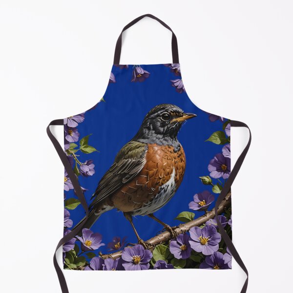 Item preview, Turdus migratorius Bird Surrounded By Violet Viola sororia Flowers designed and sold by taiche.
