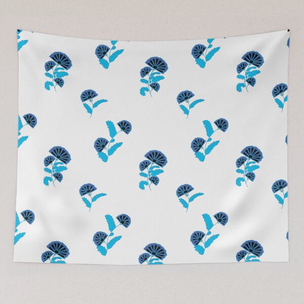 Item preview, Fan flower blue black version on white background designed and sold by GENEST-V.