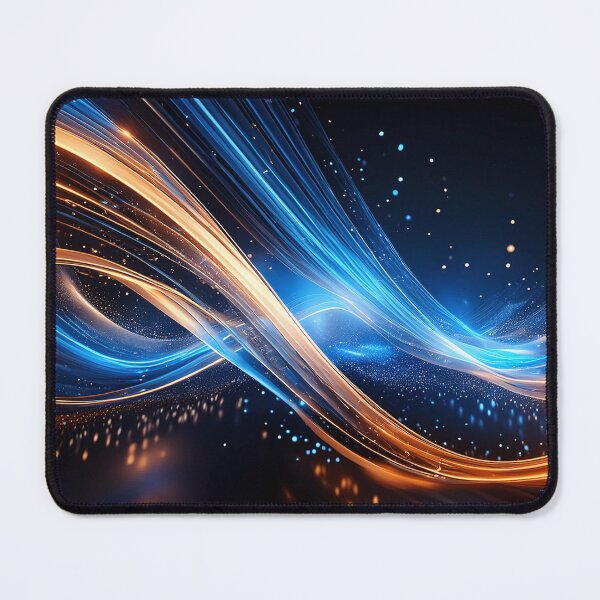 Item preview, Wavy orange and blue neon lines dance across a black background designed and sold by homydesign.
