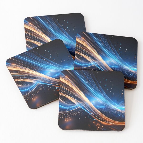 Item preview, Wavy orange and blue neon lines dance across a black background designed and sold by homydesign.
