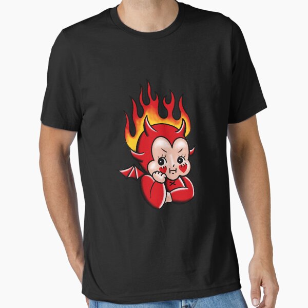Aperçu de l'œuvre Tatouage vintage mignon de bébé diable d'Halloween créée et vendue par VeryEnglishGent.