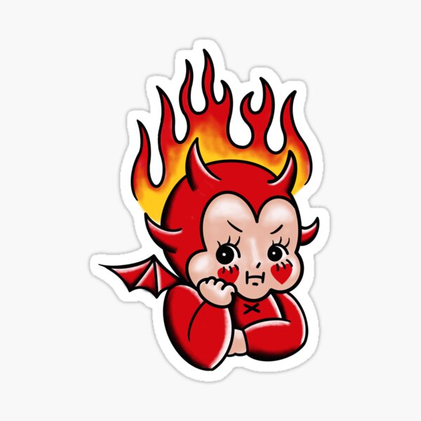 Item preview, Vintage cute Halloween baby devil tattoo designed and sold by VeryEnglishGent.